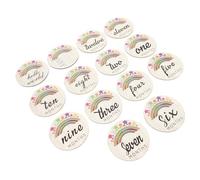 Toddmomy 14pcs Wooden Monthly Cards Newborn Monthly Cards Beautiful Design Creative Style Commemorative Photography Baby Growth Cards