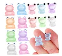 Toddmomy 16 Pcs Small Luminous Resin Frogs Miniature Home Decor Glow Dark Frog Statues for Tabletop Shelf Dollhouse Bulk with Colorful Mixed Designs Space Saving Night Light Ornaments