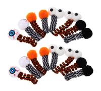 Toddmomy 16pcs Halloween Cat Spring Plush Eyeball Spiral Balls for Kittens Indoor Interactive Play Soft Coil Kitten Self-play Training