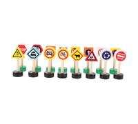 Toddmomy 16pcs Mini Traffic Signs Playset Wooden Road Sign for Safe Friendly Educational Traffic Safety Models for Preschool Learning Imaginative Play