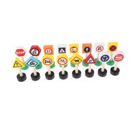 Toddmomy 16Pcs Wooden Traffic Signs Playset Mini Road Signal Educational for Early Learning Playset Enhancing Safety Awareness and Cognitive Skills