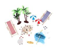 Toddmomy 18Pcs Miniature Beach Decor Set Colorful Craft Micro Landscape Ornament for Summer Themed House Decoration for DIY Fairy Garden and Ideas