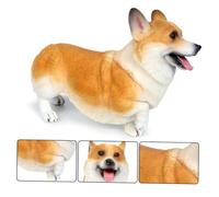 Toddmomy 1PC Lifelike Welsh Corgi Model Creative Animal Figure Decor for Cognitive Educational Plastic Ornament for Home and Office Decoration White Yellow Design
