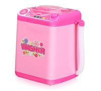 Toddmomy 1PC Mini Washing Machine Pink Electric Appliance for Realistic Water Simulation Rotating Drum for Pretend Play for Battery Fun