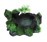 Toddmomy 1pc Resin Reptile Feeding Bowl Moss Decor Turtle Food Bowl for Terrarium Large Velvet Tree Stump Turtle Pot Safe Biting Resistance