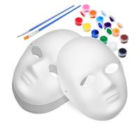 Toddmomy 1Set DIY Paper Masks Craft Kit Blank Masks for Colors of Paint and Brushes for Masquerade Parties Creative Projects and Skill Development