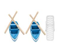 Toddmomy 1Set Miniature Beach Decor Set Beach Theme Accessories with Blue Boats Oars and White Chair for Dollhouses Sandboxes and Desktop Decorations