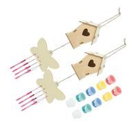 Toddmomy 1set Wooden Bird House Hand Painted Craft for Boys and Girls Garden Decoration Educational Woodcraft Activity for Bird and Nature Enthusiasts