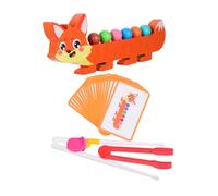 Toddmomy 1Set Wooden Fox Bead Counting Montessori Educational Game for Enhances Hand Eye Coordination and Color Recognition for Parent Interaction and Early Learning Activities