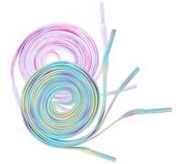 Toddmomy 2 Pair Flat Gradient Shoelaces for Sneakers and Boots, Multi-purpose Polyester Shoe Laces Colorful Tie-dye Design, 120cm Long, Add Style and Colour to Your Footwear Color