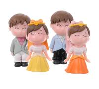 Toddmomy 2 Pairs Bride Groom Cake Topper Small Figurines with Romantic Veil Design Compact Wedding Couple Cake Decorations for DIY Landscape Anniversary Party Celebration