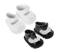 Toddmomy 2 Pairs Miniature Doll Shoes for Dolls Lace Dress Up Accessories in White and Black Replacement Girl S Shoes for Secure Fit and Play for Mini House Scenes