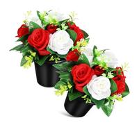 Toddmomy 2 Pcs Artificial Potted Flowers for Graves in Fabric Material with Sturdy Construction and Vibrant Colours, Minimalist Style for Memorial and Grave Ornaments, Cemetery Decoration