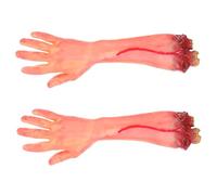 Toddmomy 2 pcs Fake Broken Hands Halloween Props Realistic Simulated Severed Arm Decorations for Haunted House Cosplay Party Scary Lifelike Bloody Hands