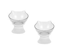Toddmomy 2 Pcs Raised Cat Bowl Set, 15° Tilted Elevated Food Water Dishes for Puppy, Anti Vomiting Pet Feeder, Plastic Clear Single Kitten Dish Whisker Friendly