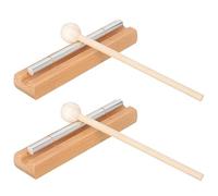 Toddmomy 2 Set Meditation Chimes with Mallet for Mindfulness and Classroom Use, Hand Bell Percussion Instrument Featuring Long Vibration and Beautiful Sound in Aluminum and Wooden Material