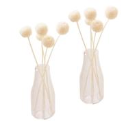 Toddmomy 2 Set Miniature Glass Vase with Artificial Flowers Japanese Style Dollhouse Decor Smooth Surface Micro Landscape Ornament for Miniature Gardens and Dollhouse Accessories