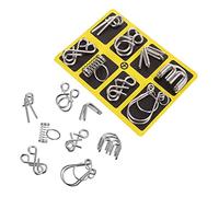 Toddmomy 2 Sets Brain Teaser Puzzle Educational Nine Ring Buckle Cognitive Game for Adults and Portable Metal Wire Puzzles for Brain Training and Fidget Play Traditional Chinese Style
