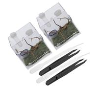 Toddmomy 2 Sets Clear Acrylic Jumping Spider Enclosure with Droppers and Tweezers Reptile Breeding Box for Tarantulas Geckos Crickets Snails Transparent Wear-resistant Micro Habitat