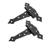 Toddmomy 2 Sets Heavy Duty T-Shaped Iron Door Hinges with Decorative Design Rust-Resistant Barn Shed Cabinet Hinges for Home Doors