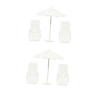 Toddmomy 2 Sets Miniature Beach Umbrella and Deck Chair for Doll House Mini Beach Chair Model for Simulation and Micro Landscape Scenarios