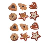 Toddmomy 2 Sets Realistic Christmas Fake Cookies Lightweight Artificial Biscuits Heart Star Tree Shapes for Home Kitchen Decor Photography Props
