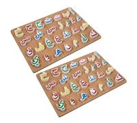 Toddmomy 2 Sets Wooden Arabic Alphabet Puzzle Boards Educational for Preschool Learning Cognitive Development Eye-hand Coordination Bright Letter Blocks for Boys