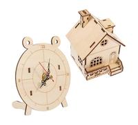 Toddmomy 2 Sets Wooden Jigsaw Puzzle of Intellectual Clock and Music House Jigsaw for Educational Learning Plaything to Enhance Creativity and Imagination
