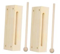 Toddmomy 2 Sets Wooden Percussion Instrument Double Sound Wood Block Instruments with Mallets for Rhythm Play for Music Education and Classroom Activities