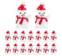 Toddmomy 20pcs Mini Snowman Figurines, Christmas Resin Snowman Decoration with Top Hat for DIY Crafts Christmas Micro Landscape Ornament, Red