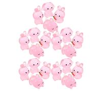 Toddmomy 20pcs Miniature Resin Bunny Figurines with Night Glow Functionality, Adorable Cartoon Pink Rabbits for Easter and Moss Landscape Decor, Tiny Bunny Figures for Bedroom Decoration