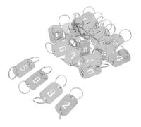 Toddmomy 20pcs Stainless Steel Number Tags Key Tags, Hollowed Metal Label Boards, Rectangle Silver Double-Hole Design, Numerical Identification for Key Rings, Offices and Homes