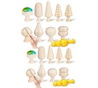 Toddmomy 20pcs Unfinished Wooden Tree Mushroom Natural Mini Peg Dolls Various Blank Plain Unpainted Puppet Wood People Bodies Figure for Arts Crafts Project