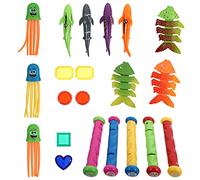 Toddmomy 21pcs Boys and Girls Diving Toys Set Underwater Treasure Hunt Swimming Pool Supplies for Boys and Girls Colorful Ocean-Themed Fun for Summer Play