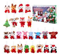 Toddmomy 24Pcs Christmas Advent Calendar Mini Animal Plush Toys Christmas 24 Days Countdown Advent Calendar with Animal Plush Toys for Kids Christmas Tree Decor