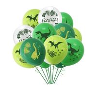 Toddmomy 24pcs Dinosaur Theme Latex Balloons Set 12 Inch Printed Birthday Balloons Roar White Deep Green Brachiosaurus Light Green Velociraptor and Pterodactyl for Party Decoration