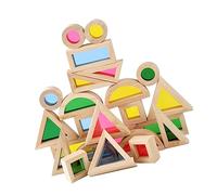 Toddmomy 24Pcs Kaleidoscopic Wooden Building Blocks Safe Early Educational for Interactive Parent Plaything for Home Preschool Promotes Hand Eye Coordination and Fine Motor Skills