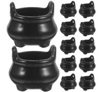 Toddmomy 24Pcs Mini Witch Cauldrons Halloween Dollhouse Decorations Micro Landscape Party Ornaments Durable Plastic Witch Boilers