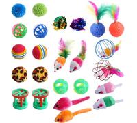 Toddmomy 24pcs Teasing for Cats Interactive Cat Toy Set Bell Engaging for Indoor Play and Exercise for Kittens and