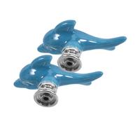 Toddmomy 2pcs Blue Ceramic Dolphin Handles for Kitchen and Bathroom Cabinets, Solid Wardrobe Drawer Pulls Finish and Fine Touch, Modern Elegant Design