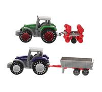 Toddmomy 2pcs Boys Farm Tractor Simulated Inertia Slide Agricultural Vehicle Models Educational Truck Figurines for Hand Eye Coordination and Cognitive Development Bright Green and Blue