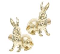 Toddmomy 2pcs Brass Rabbit Cabinet Knobs Animal-Shaped Drawer Pulls for Wardrobe Cupboard Dresser Furniture Hardware, Natural Finish Charming Door Handles for Home Decor