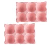 Toddmomy 2pcs Ceramic Egg Tray for Stable Egg Storage Practical Non-slip Holder Container Easy to Clean Kitchen Organizer in Pink