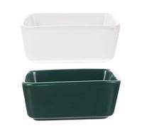Toddmomy 2Pcs Ceramic Hamster Bowl Small Pet Feeder for Guinea Pigs Hamsters Durable Easy to Clean Pure Color Design White Dark Green