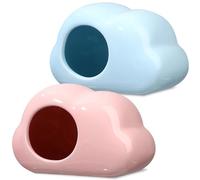 Toddmomy 2pcs Ceramic Hamster Hideout for Small Pets, Cloud Shape Summer Nest Providing Private Space and Improving Sleep Quality, Suitable for Mice and Rats