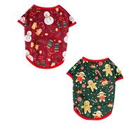 Toddmomy 2pcs Christmas Cartoon Pet Costume Snowman Gingerbread Man Comfortable Pet Clothing for Dogs Puppies Fun Holiday Apparel for Festive Parties