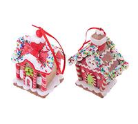 Toddmomy 2pcs Christmas House Hanging Ornaments Adorable Gingerbread Decor for Xmas Tree Indoor Party Decorations for Festive Atmosphere and Holiday Sharing