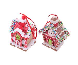 Toddmomy 2pcs Christmas House Hanging Ornaments Adorable Gingerbread Decor for Xmas Tree Indoor Party Decorations for Festive Atmosphere and Holiday Sharing
