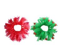 Toddmomy 2Pcs Christmas Pet Collar Ribbon Set, Polyester Circular Neck Collar for Dogs, Elastic Decorative Birthday Necklace, Holiday Party Accessories for Small Pets