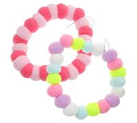 Toddmomy 2Pcs Colorful Plush Ball Pet Collar Set Elastic Necklaces for Cats and Dogs for Weddings Parties and Outdoor Walks Comfortable and Durable Design Random Color